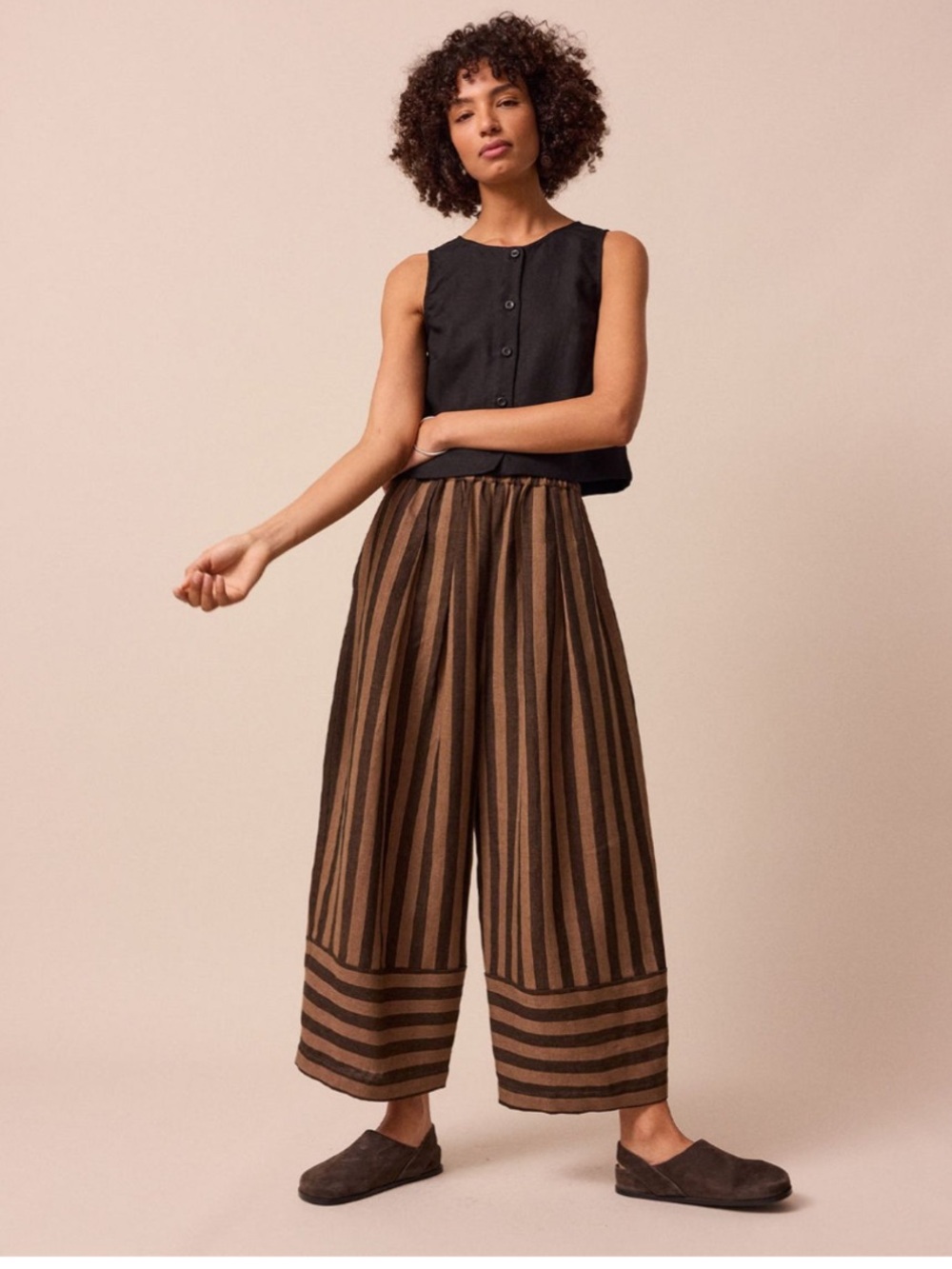 Beyond nine Bobbi trousers in walnut stripe size 2xs basically new